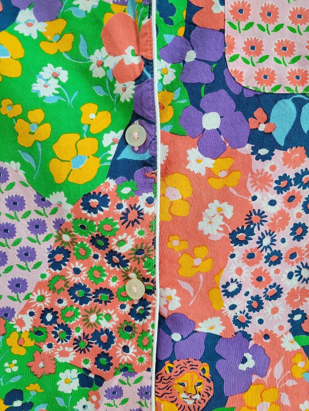 Printfresh Pajamas Flower Power Cotton Short Sleeve Cropped Floral Lion Size M - Picture 6 of 11